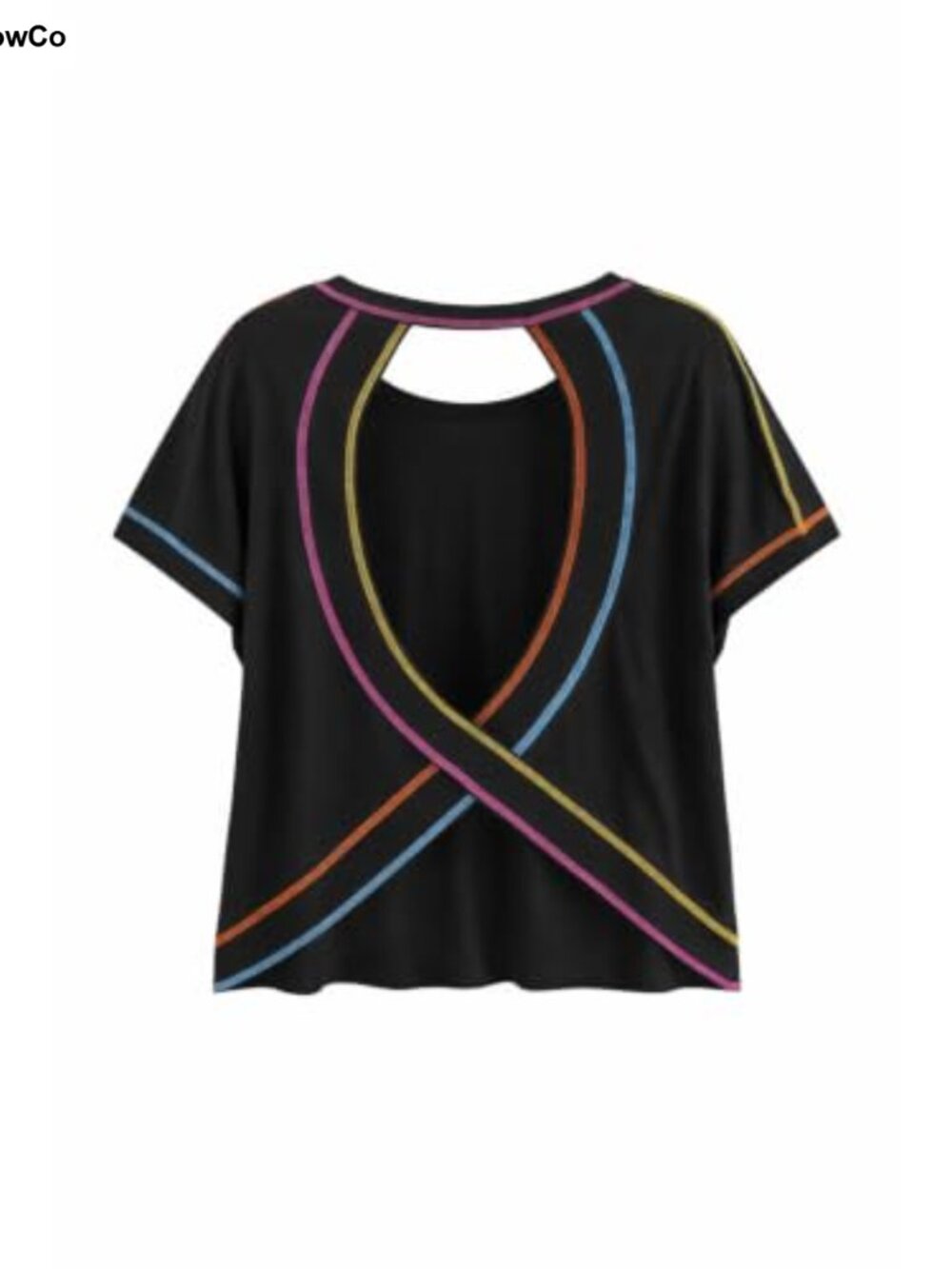 Women's Open Back Loose Fit Short Sleeve Athletic T-Shirt Criss Cross Yoga Gym